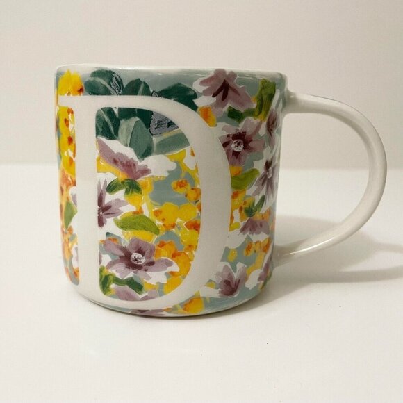 Anthropologie Floral Mug Monogram  Letter D Cup - Picture 6 of 12